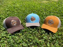 Load image into Gallery viewer, OPO Logo Soft Mesh Hat: in three colors - Burnt Orange, Chocolate Mocha, and Light Blue
